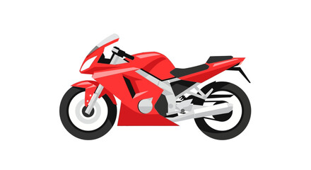 Fototapeta premium Red motorcycle side view on white background.