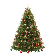 Festive Christmas Tree with Ornaments and Holiday Lights