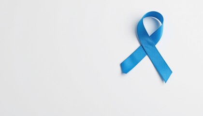 Create an image with a blue ribbon isolated on a white background to represent World Cancer Day