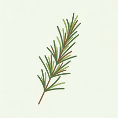 Obraz premium A single sprig with green and brown needles on a light background
