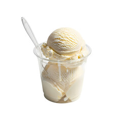 Creamy vanilla ice cream scoops melting in a clear cup