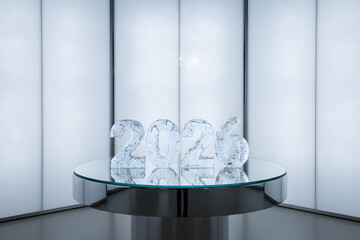 elegant crystal 2026 number render with soft daylight