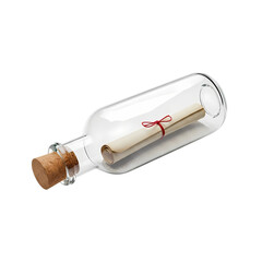 Ancient scroll message in bottle, vintage communication