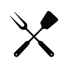 Crossed barbecue utensils silhouette