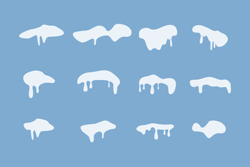 Ice or snow blue vector caps frames. Frost cold snow caps christmas decoration. Icy illustration design