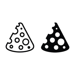 Two simple icons of cheese slices with holes