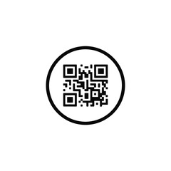 Black qr code inside a simple circle icon