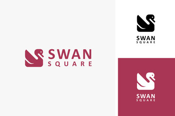 Square swan logo symbol icon design