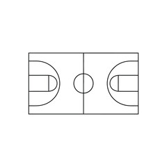 Simple line drawing of a basketball court layout