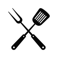 Crossed barbecue utensils spatula and fork icon