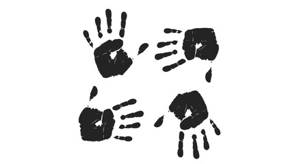 Black handprints on white background art illustration design