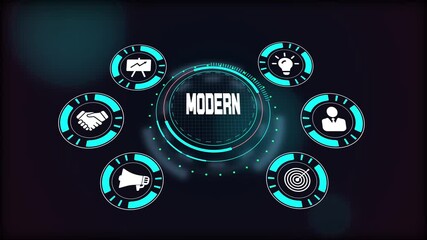 Modern digital business technology, virtual interface showing advanced concepts and innovative solutions. - Powered by Adobe