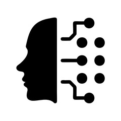 Artificial intelligence digital brain and machine learning icon. Vector, illustration