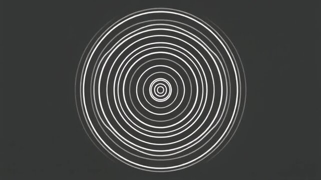 A mesmerizing optical illusion of white concentric circles creating a hypnotic spiral on a dark gray background. - Powered by Adobe