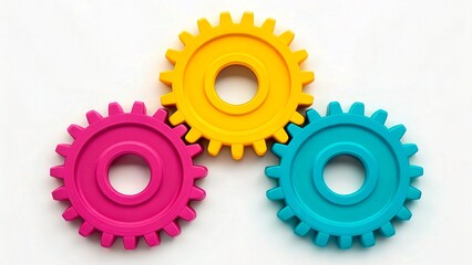 Colorful plastic gears creating a playful environment for learning and creativity activities