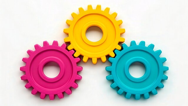 Colorful plastic gears creating a playful environment for learning and creativity activities