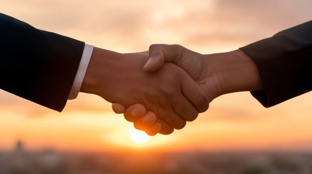 Business handshake partnership agreement teamwork success trust cooperation professional sunset outdoor unity collaboration deal greeting motivation support connection respect confidence