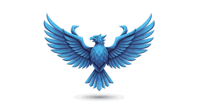 A vibrant blue eagle vector logo with spread wings, designed in a clean and modern style, symbolizing freedom and power, on a white background.