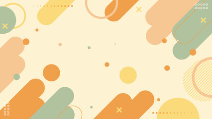Abstract Modern Shapes Pastel Color Isolated on Beige Background Banner Geometric Design. Vector Illustration