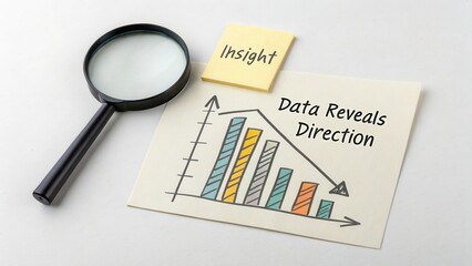 Insightful Analysis With Magnifying Glass On Data Chart Showing Trends And Directions For Business Growth And Strategy