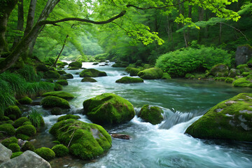Fototapeta premium A professional photographer captures a breathtaking aerial view of a vibrant tropical coastline using a high-resolution drone during the golden hour