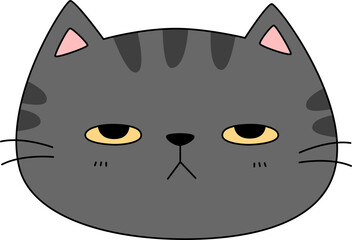 Cute funny cartoon cat look up face illustration