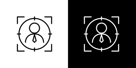 Simple outline icon representing a target audience, customer focus, headhunting, and candidate recruitment for business