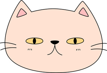 Cute funny cartoon cat face illustration