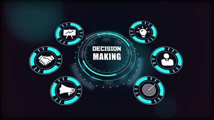 Strategic decision making, digital interface showing data analysis, evaluation, and smart business choices. - Powered by Adobe