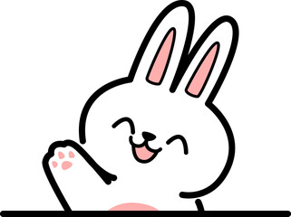 Cute rabbit bunny cartoon waving hello