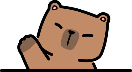 Cute capybara cartoon waving hello
