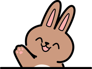 Cute rabbit bunny cartoon waving hello