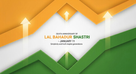Abstract Indian Flag Inspired Background with Upward Arrows and Text for Lal Bahadur Shastri Death Anniversary
