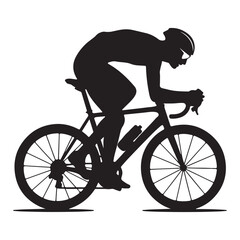 A cyclist in racing motion captured in silhouette form riding a sleek modern bicycle high quality professional
