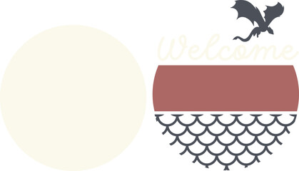 dragon scales round welcome sign svg, bookish frame wreath, front door hanger, home library table or shelf sitter, laser ready cut files, glowforge silhouette cricut