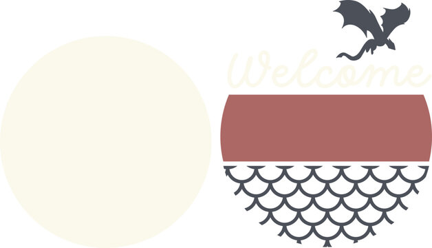 dragon scales round welcome sign svg, bookish frame wreath, front door hanger, home library table or shelf sitter, laser ready cut files, glowforge silhouette cricut