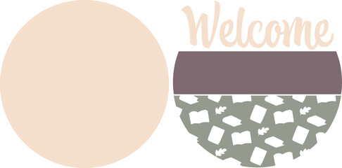 books round welcome sign png, bookish frame wreath, front door hanger, home library table or shelf sitter, laser ready cut files, glowforge silhouette cricut