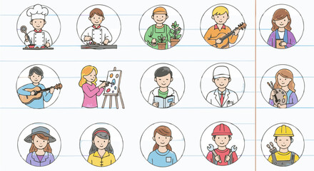 Fototapeta premium Collection of Diverse Profession Icons for Various Applications and Design Projects