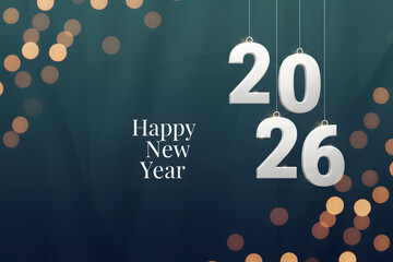 soft focus bokeh lights with 2026 vertical new year typography