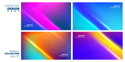 Set of futuristic abstract backgrounds. Vibrant blurred colors. Bright color gradients collection for creative graphic design. Vector illustration.