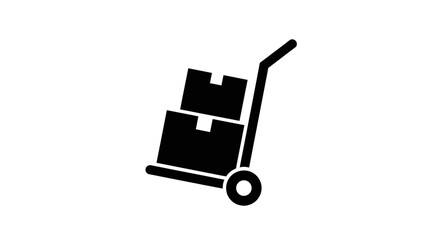 Hand Truck with Boxes Silhouette Icon