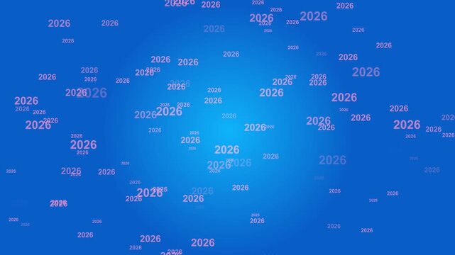 Numerous Pink Numbers 2026 Scattered on a Blue Gradient Background year