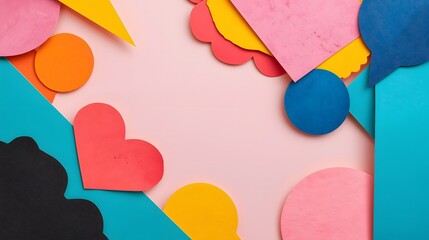 Vibrant and Playful Paper Cut Shapes Design for Creative Projects Backdrop