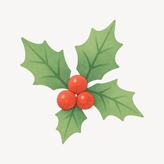 Obraz premium Festive holly leaves and berries.