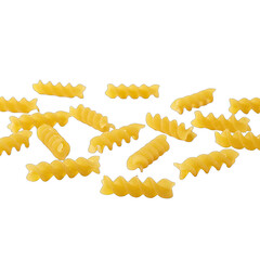 A Collection Of Raw Rotini Pasta Spirals Scattered On A Black Transparent Background With Soft Studio Lighting