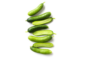 Fresh green organic mini baby bucumbers