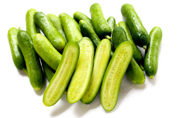 Fresh green organic mini baby bucumbers