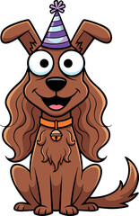 Cheerful Cartoon Dog with Party Hat – Celebration-Themed Pet Illustration