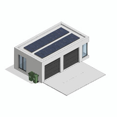 Modern Garage Building Isometric 3D Architecture Vector