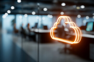 Collaboration between teams in a modern office with cloud technology focus Generative AI